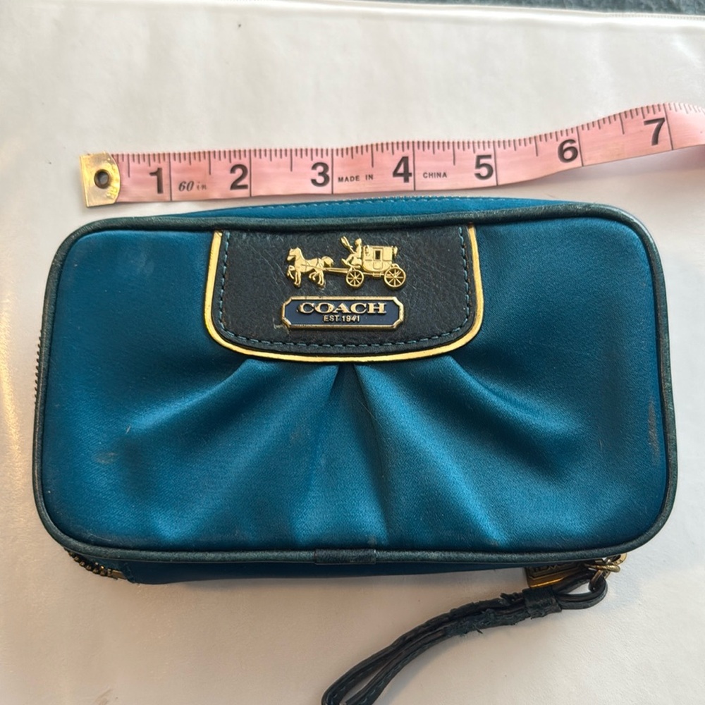 Coach 603336 Teal Satin jewelry travel pouch - Picture 6 of 6
